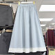 Washed cotton pocket skirt for women in spring and summer new high-waist casual versatile cotton skirt lace spliced ​​a-line skirt