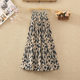 Retro leopard print skirt for women summer high waist slim mid-length printed chiffon pleated skirt A-line beach long skirt