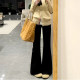 Large size narrow suit pants for women in autumn and winter new style fat mm pear figure plus velvet wide-leg straight micro-flare horseshoe pants