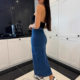 Cross-border women's clothing button irregular slit half-body denim skirt high waist sexy slim hip-pack skirt spot