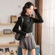 Tang Shi 2025 new spring women's inner bottom shirt half high neck niche long sleeve slim body dress Korean version white