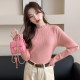 Tangshi sweater women's inner wear 2024 autumn and winter new style half turtleneck splicing bottoming shirt Maillard top white