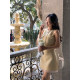 Korean Yulin Xiaoxiangfeng A-line skirt for women 2025 new spring and summer high-waist short skirt yellow spliced ​​short skirt