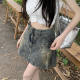 Retro old high-waist denim skirt 2025 summer new niche design versatile slim A-line short skirt
