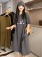 Casual large size mid-length over-knee dress 2025 summer round neck short-sleeved T-shirt skirt Korean loose long skirt women

