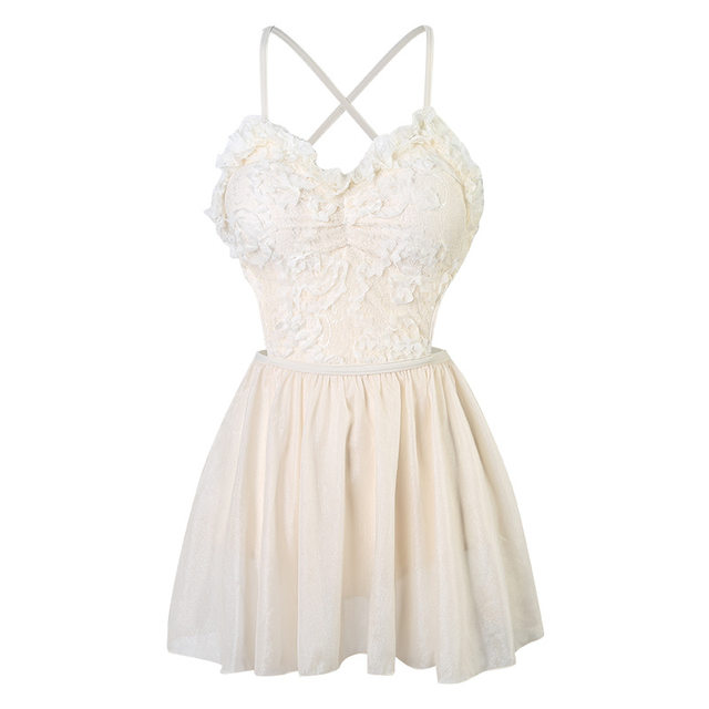 Korean Ins summer new sexy hot girl slimming belly lace strap skirt one-piece swimsuit hot spring swimsuit