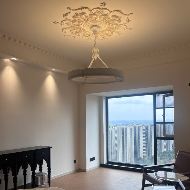 Retro French living room chandelier designer Athena art carved diffuse reflection mother and baby lamp bedroom dining room lamp