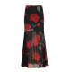 FabGirls Romantic Rose Print Mesh Spliced ​​Skirt Retro versatile Slim Hip Skirt