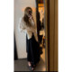 Avocadong black high -waisted skirt A -line long irregular long skirt design drawing half -bodies skirt