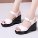 Sandalias de cuña de marca para mujer, novedad de verano 2025, sandalias con plataforma y suela suave y gruesa, cómodas sandalias con punta abierta y tacón medio con Velcro