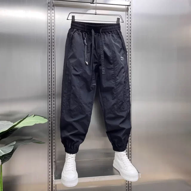 Spring and Autumn Thin Quick-Drying Pants Trendy Loose Men's Pants Cropped Pants Casual Pants 2025 New Ice Silk Sports Harun
