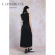 Gaos Xuelan 2025 summer new irregular spliced ​​slit skirt retro elegant little black skirt 25217385