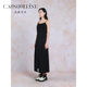Gaos Xuelan 2025 summer new irregular spliced ​​slit skirt retro elegant little black skirt 25217385