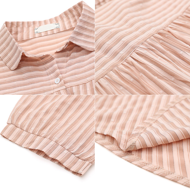 Cropped sleeve shirt for women in summer new plus size plus size women's loose mid-length trendy striped short-sleeved shirt