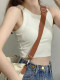 Blue threaded suspender vest for women with summer hot girl with breast pads, beautiful back and wore a navel-exposed short top
