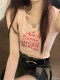 Girls sweet pink vest suspender women's summer outerwear design sense hollow letter printing slim fit sleeveless short top