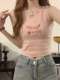 Pink letter printed vest suspender women's 2024 summer new niche unique hollow slim sleeveless top