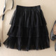 Pleated mesh cake skirt women's summer French high -waisted A -shaped thin versatile age reduction small short skirt
