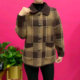 Mother's clothing autumn and winter thickened plaid coat fashionable style lapel loose large size knitted cardigan sweater coat