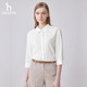 Hazzys Fashion Women's White Loose Cropped Sleeve Shirt Top Women's Casual Summer Shirt Jacket