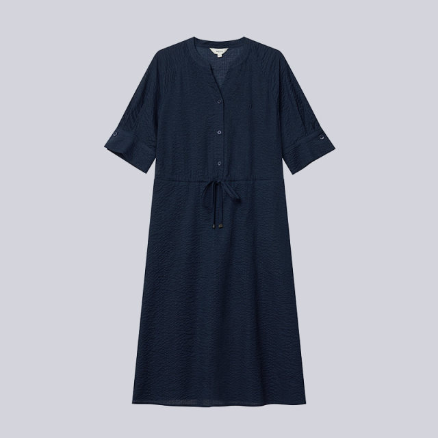 
Hazzys summer bubble yarn clean color V-neck short-sleeved dress simple trendy and casual women's style