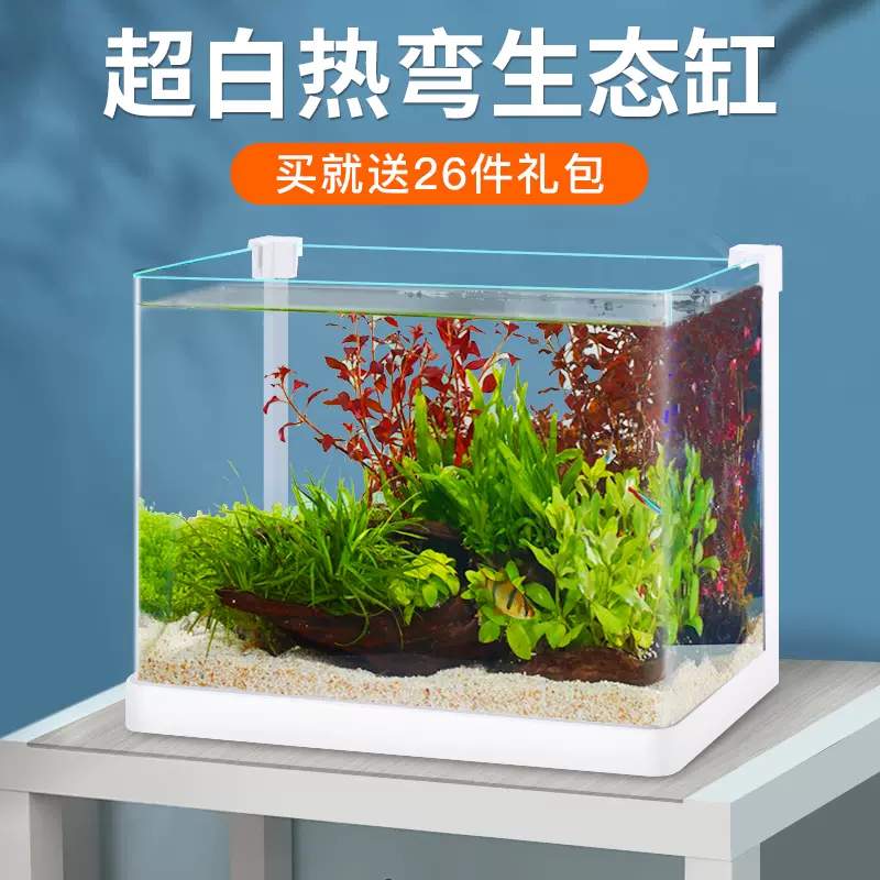 超白玻璃鱼缸小型客厅桌面创意水族箱懒人水草缸造景