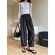Large size white wide-leg pants for women fat mm summer thin style slimming nine-point loose Haruna radish pants casual straight pants