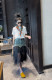 
2025 new fashion casual sports denim splicing irregular gauze skirt with personality versatile lady skirt making it look slim