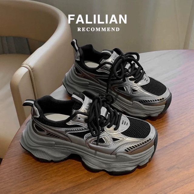 
Korean genuine leather and velvet dad shoes for women 2025 autumn and winter high-end thick-soled, breathable and versatile sports and casual shoes