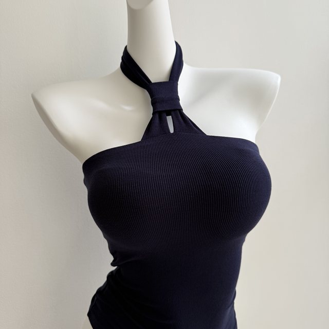 The king of single wear! Cartoon breasts with padded breasts, double-layer design, halter neck, backless sexy tank top, women's inner layering shirt