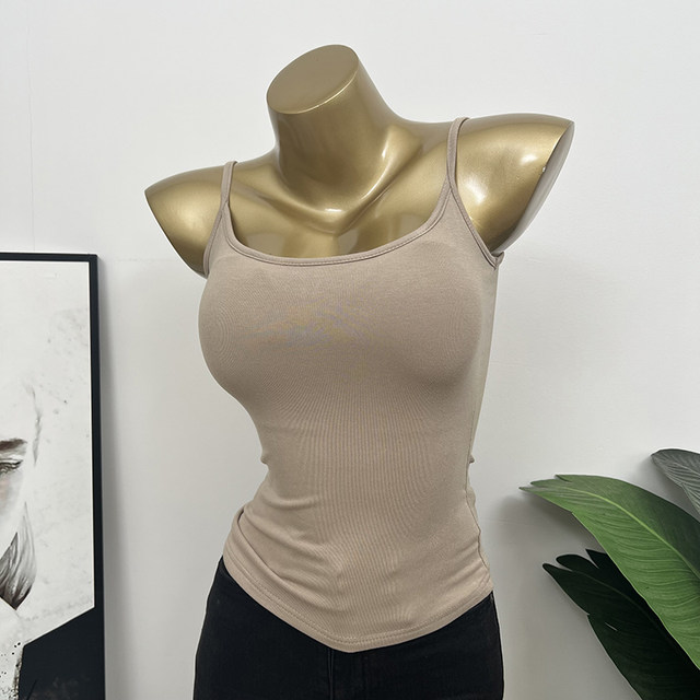 Private model~Basic Bi-breasted sexy U-neck cover with breast pads and breasts suspender vest skin-friendly and easy to wear inner bottom for women