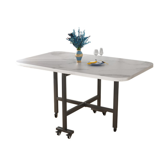 Folding table Small apartment dining table can be folded to eat table rectangular tables, simple rectangular dining tables to move
