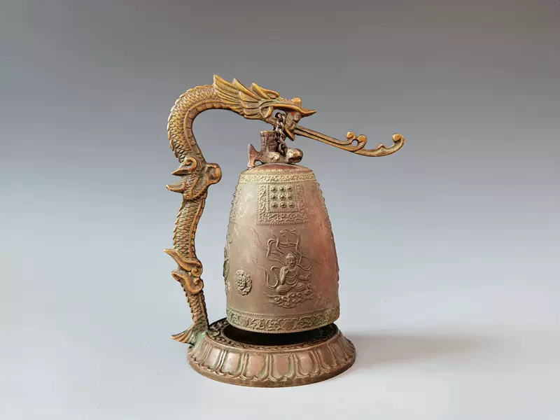 古銅製 浮彫鐘 龍 音色綺麗 - 工芸品