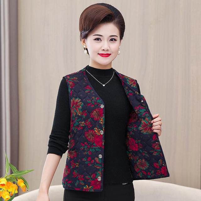 All-match new camel velvet warm vest middle-aged and elderly thickened women's clothing large size women's vest grandma mother's waistcoat
