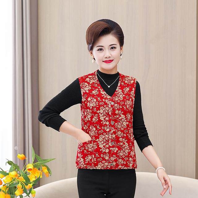 All-match new camel velvet warm vest middle-aged and elderly thickened women's clothing large size women's vest grandma mother's waistcoat
