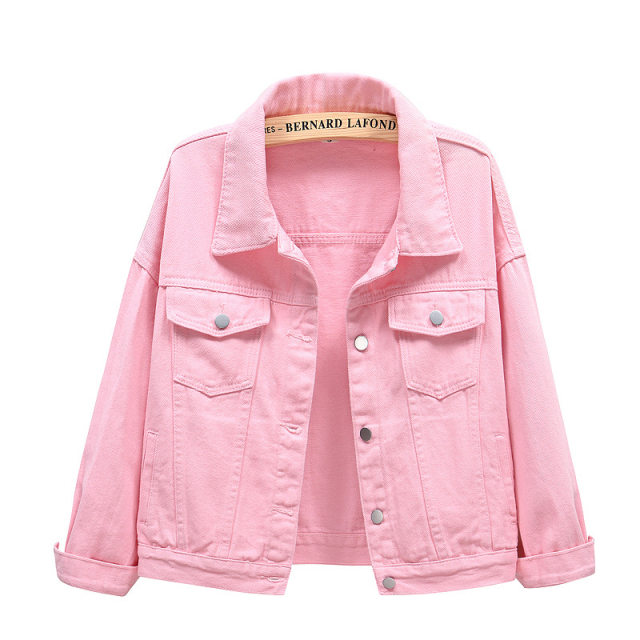 2021 spring style fashionable pink denim jacket for women fat mm slim top Korean style loose BF student casual jacket