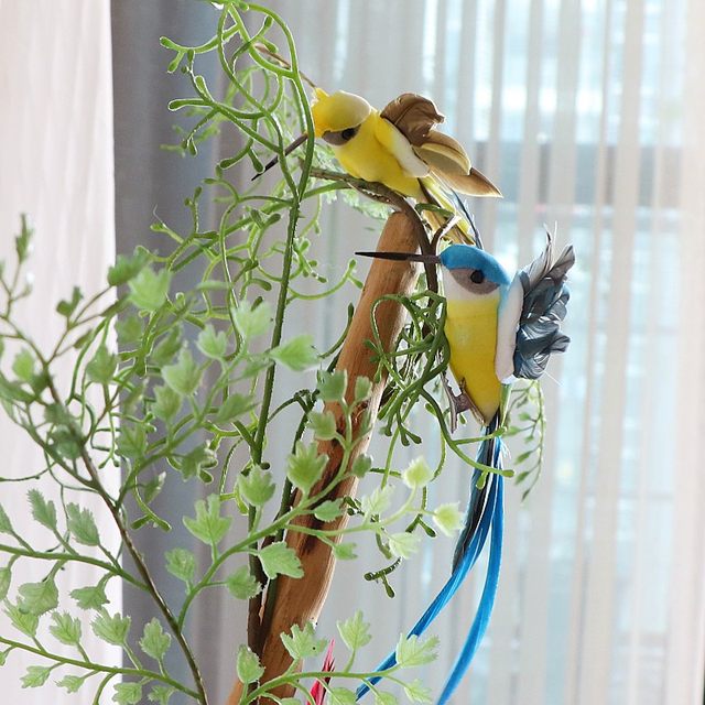 Simulated feather hummingbird colorful bird garden gardening landscape green plant decoration crafts fake bird home decoration