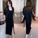 Temperament slimming black fashionable casual back slit shirt for women butterfly niche loose design sun protection top