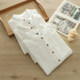 Pure cotton stand collar black ears white shirt Japanese spring and autumn new long-sleeved solid color base age-reducing layered shirt for women