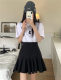 Large size high-waisted ruffled skirt, spring and summer slim and versatile A-line pleated short skirt, fat mm belly-covering black umbrella skirt