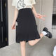Large size high waist solid color pleated skirt for women in spring and summer new short skirt black hip slim A-line fishtail midskirt
