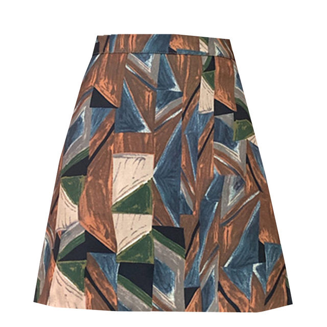 Large size skirt for women's summer A-line skirt covering hips to make them look slim and fat mm2025 new skirt retro printed hip-covering skirt