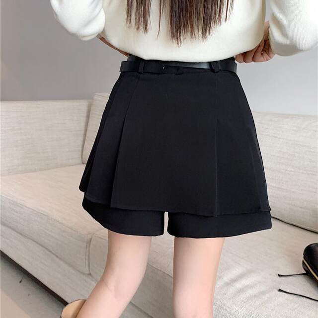 New spring and summer solid color skirt and age-reducing pleated skirt for women, large size high waist versatile suit short skirt A-line skirt