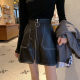 Small leather skirt A -line skirt Ins super fire half skirt MM2020 new large size PU leather zipper skirt bag hip skirt