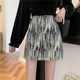 Oil painting printed skirt summer large size women's high waist Hong Kong flavor thin bag hip skirt fat mm student A -line skirt
