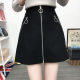Spring and autumn large size women's zipper short skirt fat MM high -waisted thin pocket A -line skirt 200jin [Jin is equal to 0.5 kg] deer skin velvet skirt
