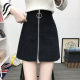Spring and autumn large size women's zipper short skirt fat MM high -waisted thin pocket A -line skirt 200jin [Jin is equal to 0.5 kg] deer skin velvet skirt
