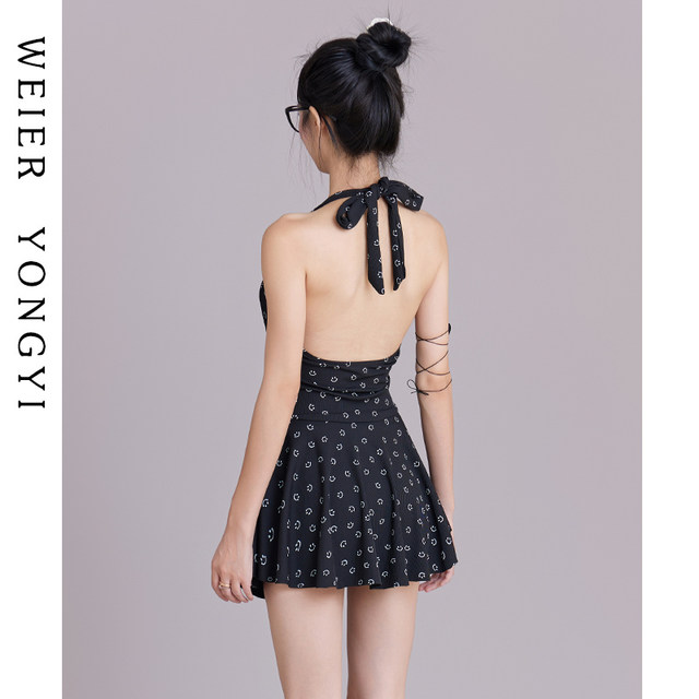 Swiming clothes women's high -end emotional hanging neck, beautiful back, skirt, slightly fat, fat, waist, waist, thin, gathered hot springs
