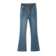 High-waisted large size denim trousers for women in spring and autumn 2025 new elastic waist small nine-point bell-bottom pants