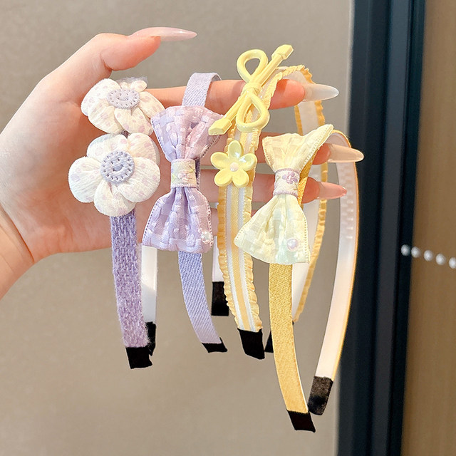 Candy colored hairband children's cute bow headband princess flower headdress little girl pressing hair tie without strangling